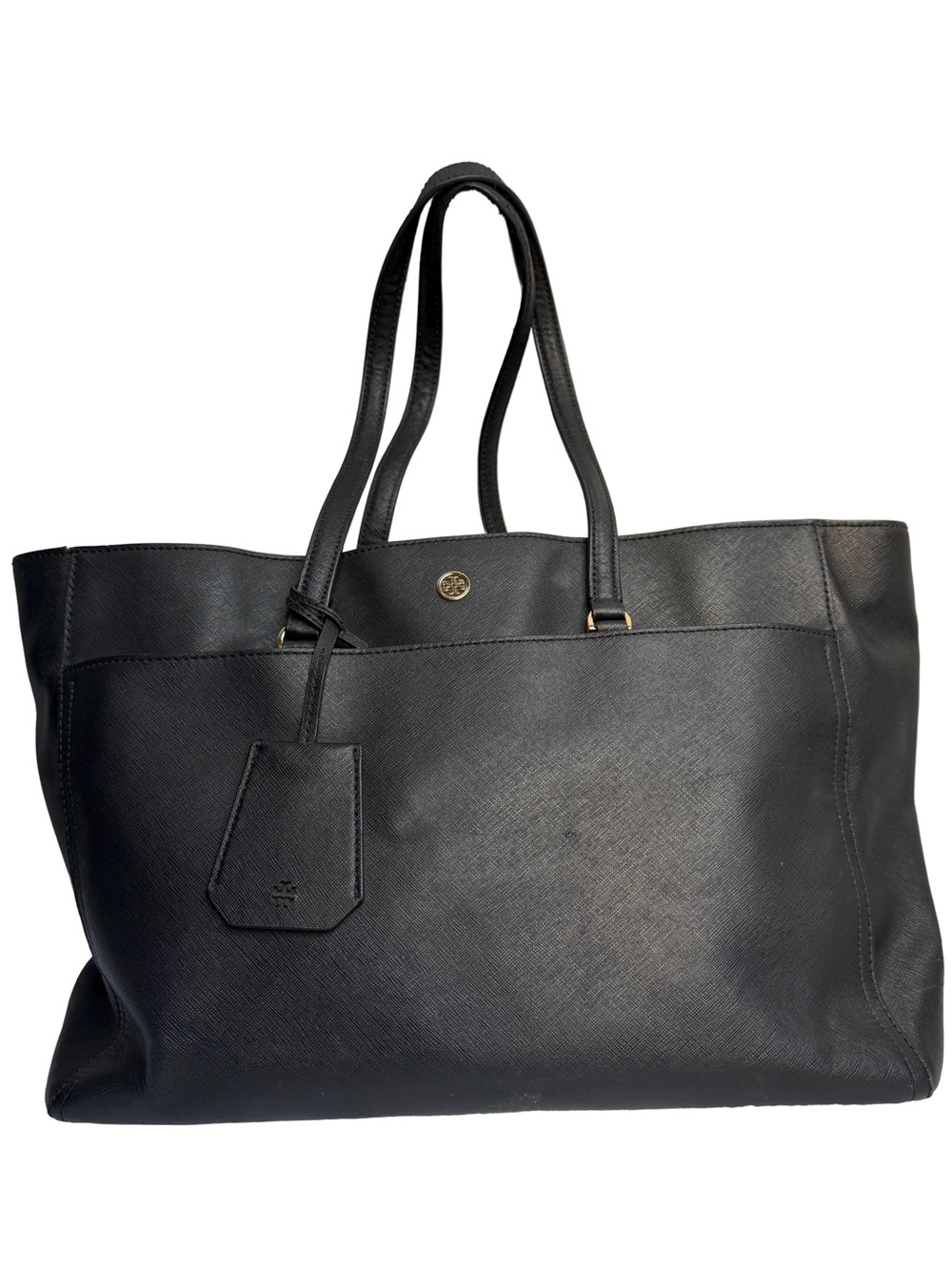 Tory Burch Black Saffiano Leather Laptop Work Tote Shoulder Bag
